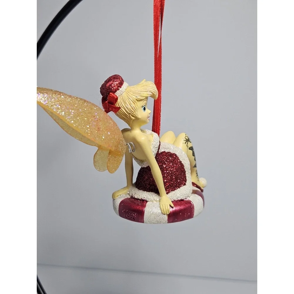 Disney Tinker Bell Peppermint Christmas Ornament Hallmark 2009 Santa Dress RARE!